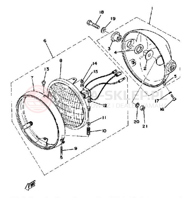 Schemat "Lampa przód" do Yamaha XS400-2E