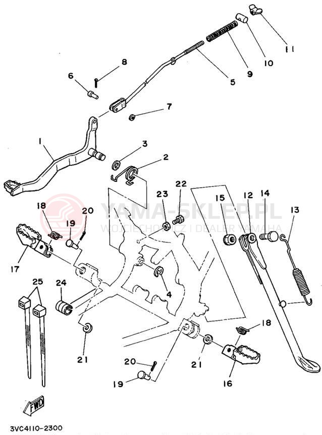 Schemat "Stopka postojowa i podnóżki" do Yamaha RT180D