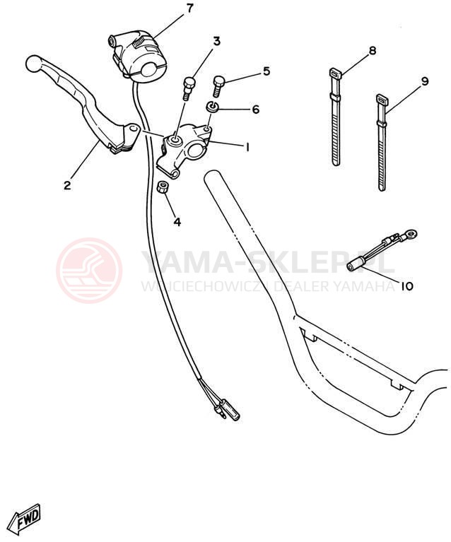Schemat "Kierownica i osprzęt" do Yamaha PW80 PW80P