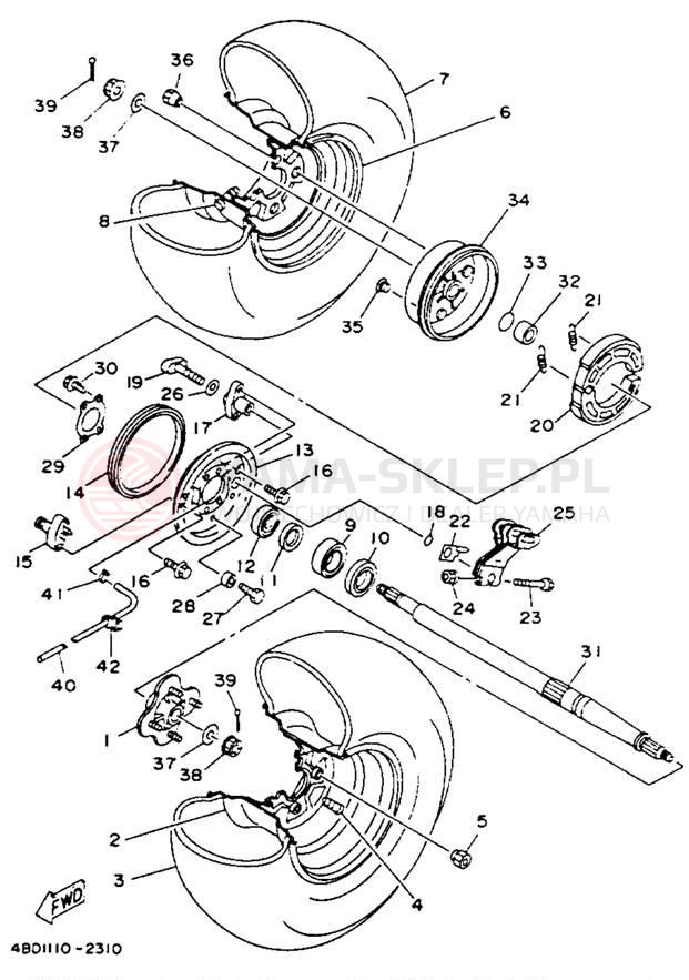 Schemat "Koło tył" do Yamaha TIMBERWOLF 2WD YFB250E