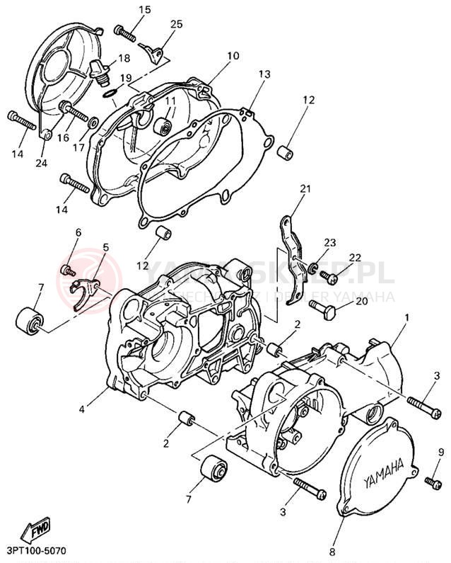 Schemat "Obudowa silnika" do Yamaha Y-ZINGER PW50G