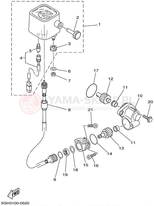 Schemat "licznik" do Yamaha KODIAK 4WD YFM400FAP