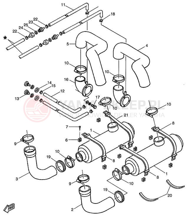 Schemat "Wydech końcowy" do Yamaha EXCITER TWIN EXT1200W