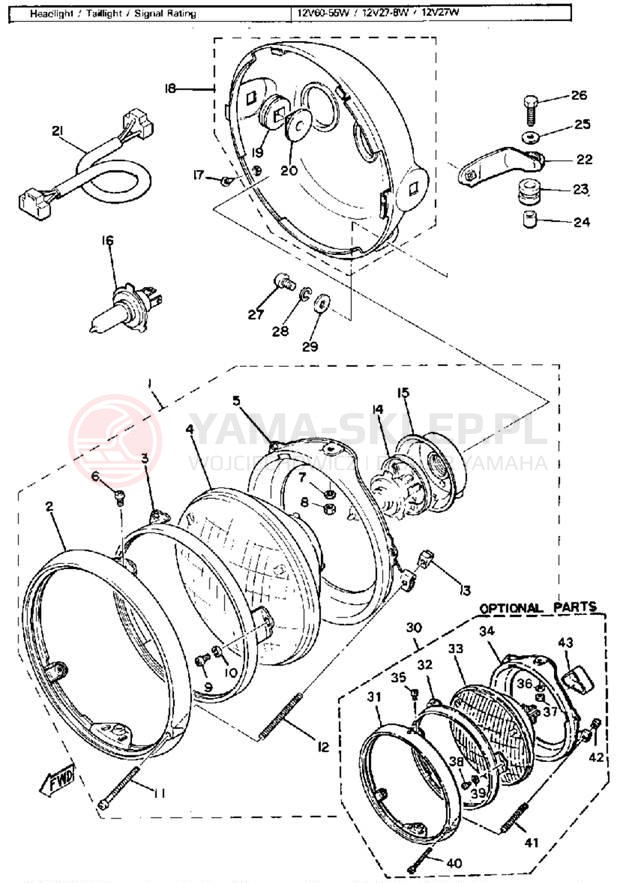 Schemat "Lampa przód" do Yamaha XS850SG