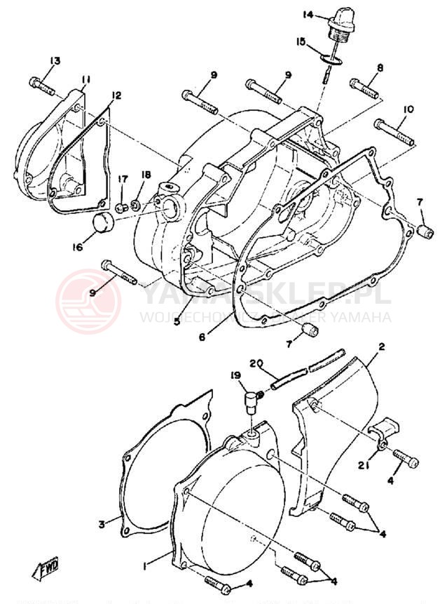 Schemat "Pokrywa silnika" do Yamaha DT100C