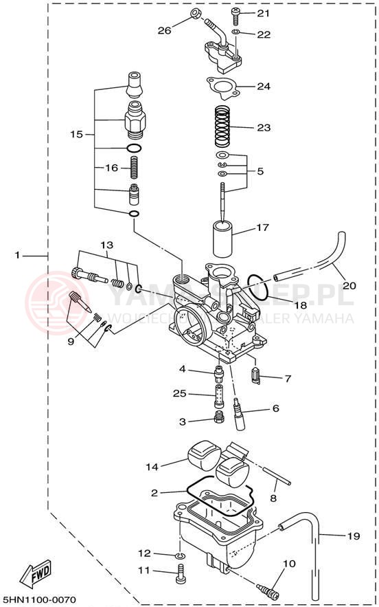 Schemat "Gaźnik" do Yamaha TTR90 TTR90P