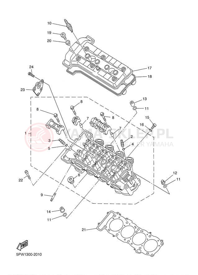 Schemat "cylinder" do Yamaha YZFR1 YZFR1PC/YZFR1P