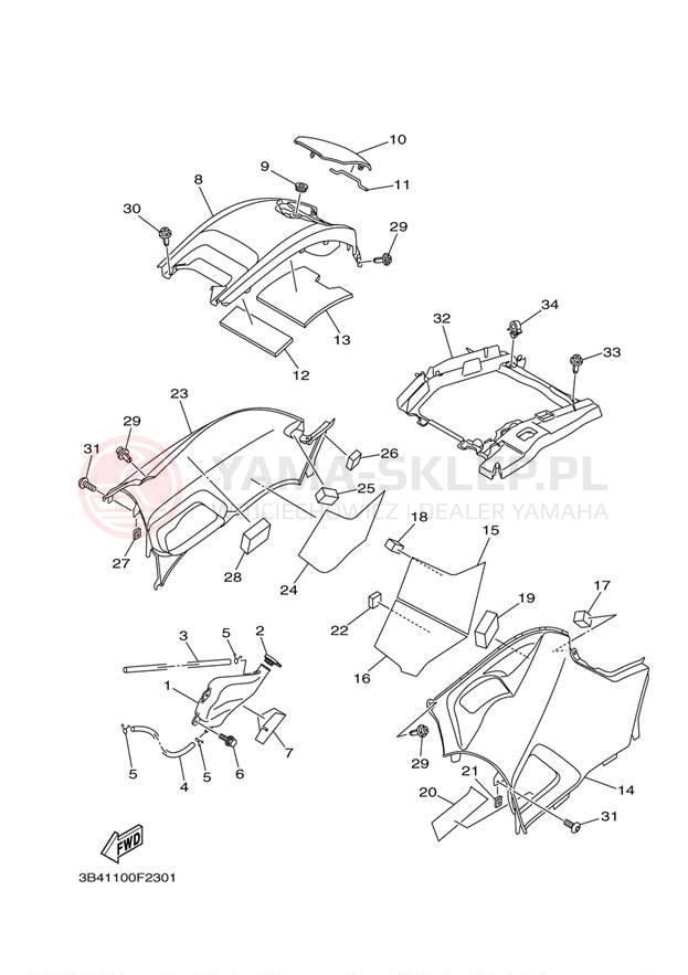 Schemat "Pokrywa boczna" do Yamaha GRIZZLY 700 HUNTER YFM7FGPHW