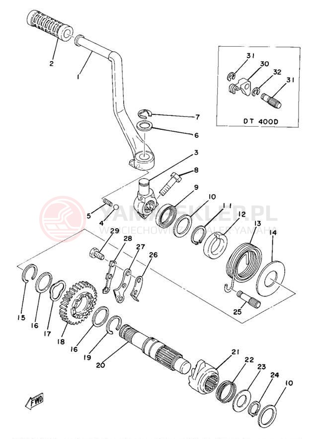 Schemat "kopniak" do Yamaha DT400D/DT250D