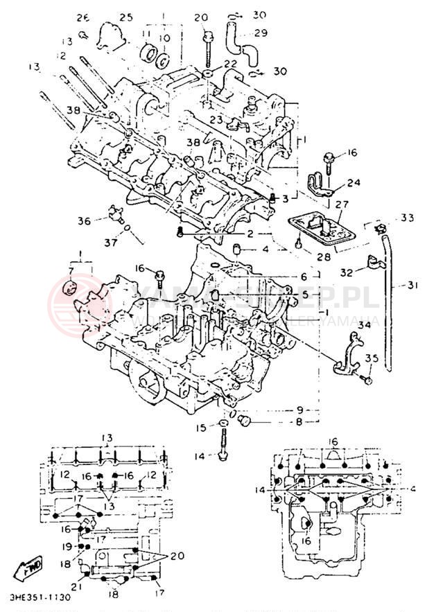 Schemat "Obudowa silnika" do Yamaha FZR600REC