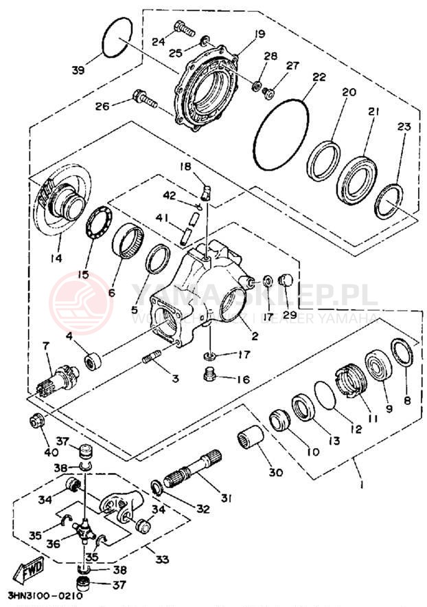 Schemat "Wał napędowy" do Yamaha BIG BEAR 4WD YFM350FWB