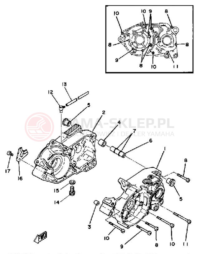Schemat "Obudowa silnika" do Yamaha DT175H
