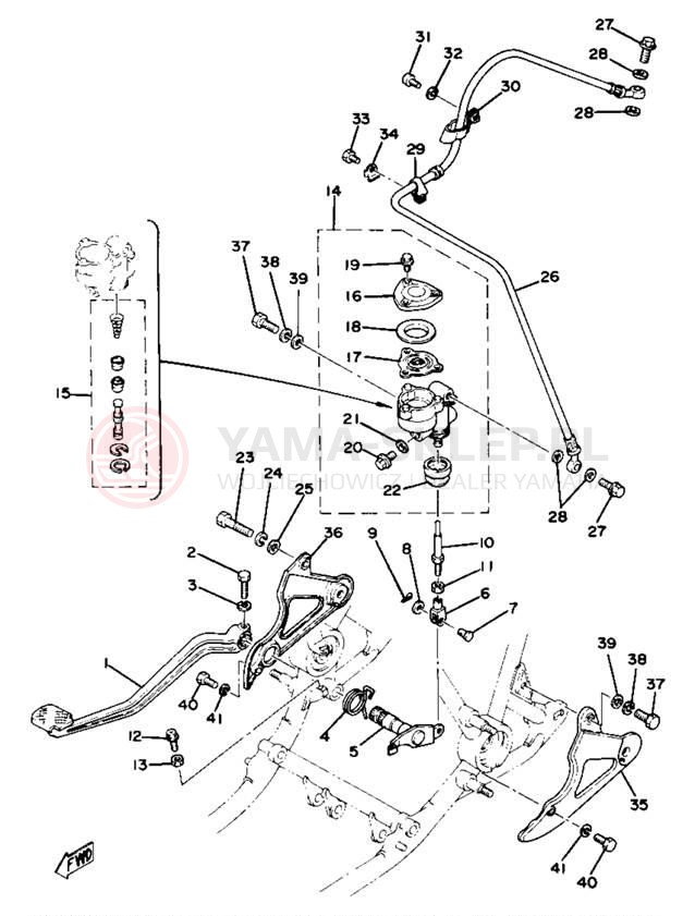 Schemat "Dźwignia hamulca tylnego" do Yamaha XS750SE