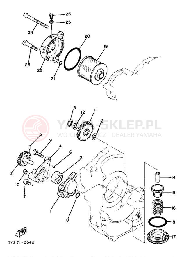 Schemat "Pompa olejowa" do Yamaha XT250J