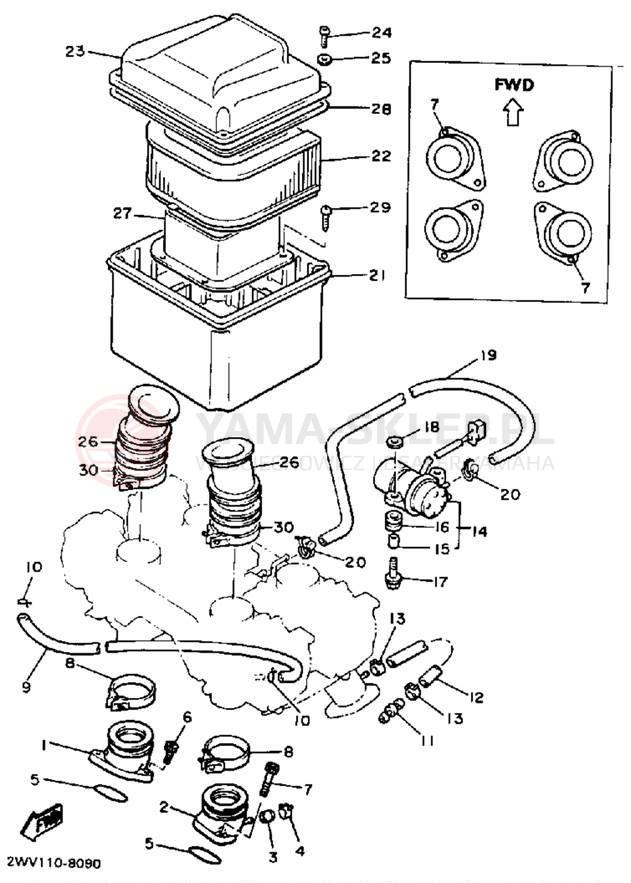 Schemat "Filtr powietrza" do Yamaha XVZ13U/XVZ13UC