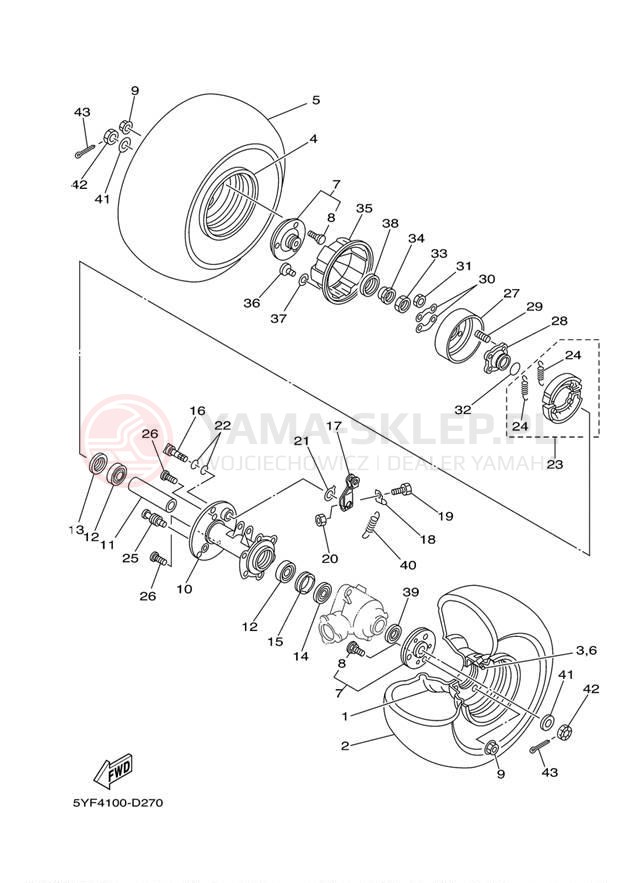 Schemat "Koło tył" do Yamaha RAPTOR 50 YFM50RT