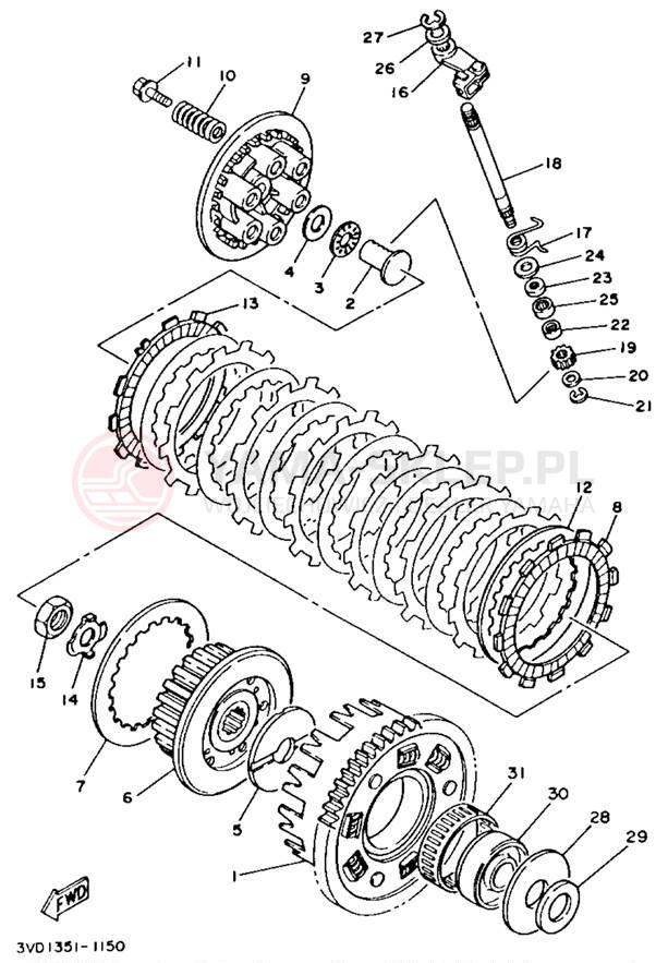 Schemat "sprzęgło" do Yamaha TDM850 TDM850E/TDM850EC