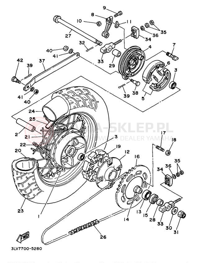 Schemat "Koło tył" do Yamaha VIRAGO 250 XV250N/XV250NC