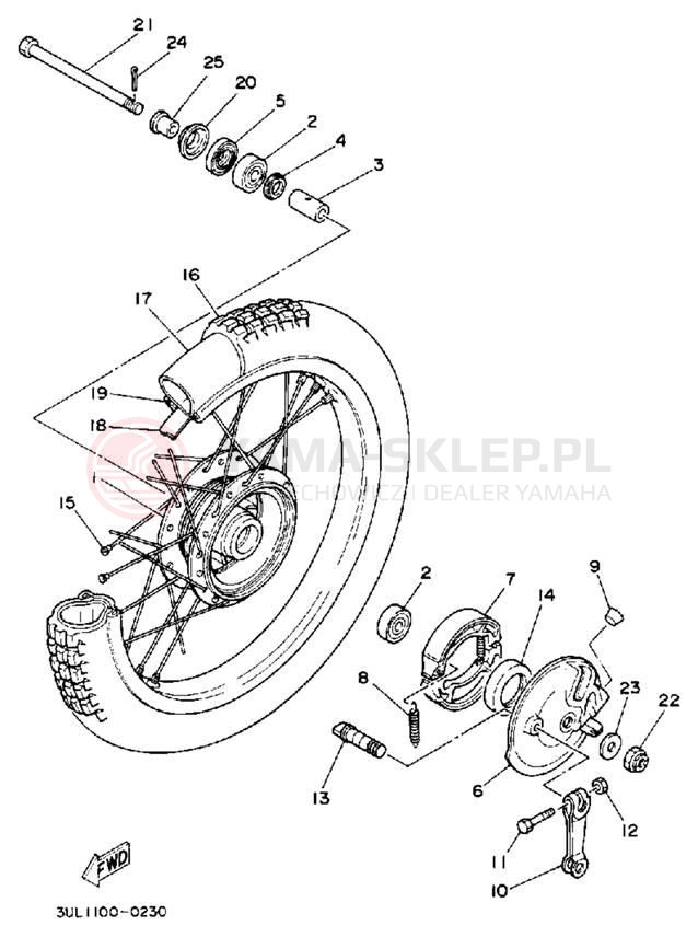 Schemat "Koło przód" do Yamaha RT100E