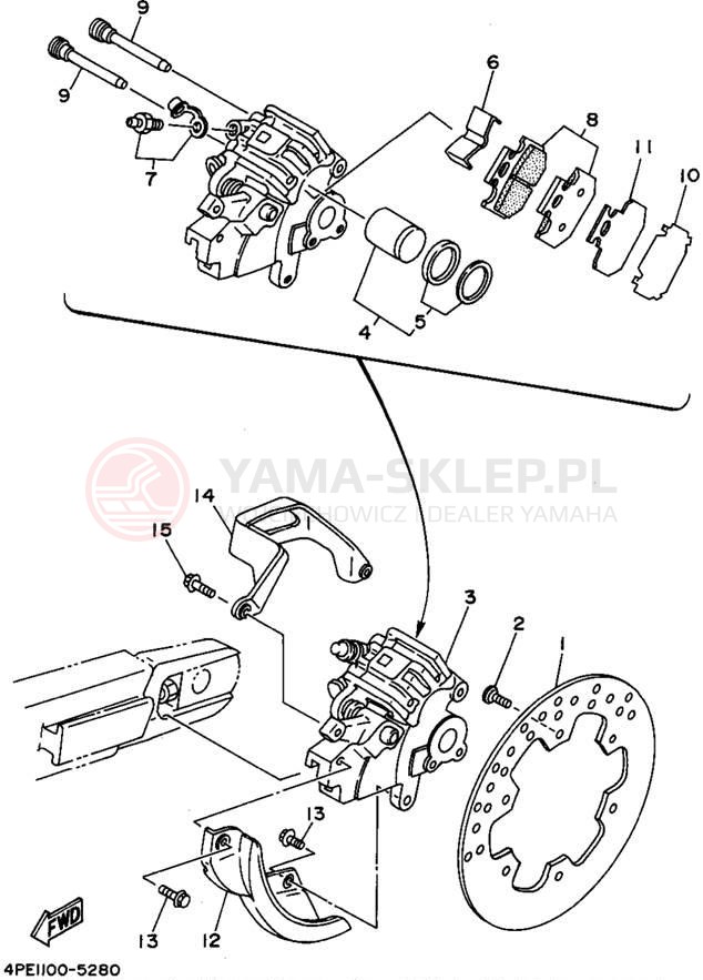 Schemat "Zacisk hamulcowy tylny" do Yamaha YZ250G1