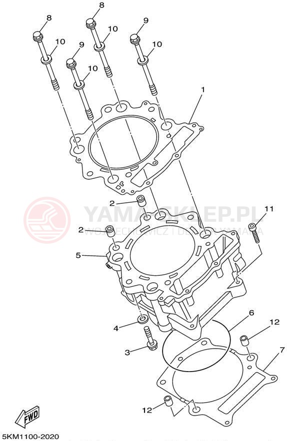 Schemat "cylinder" do Yamaha GRIZZLY 660 YFM660FP