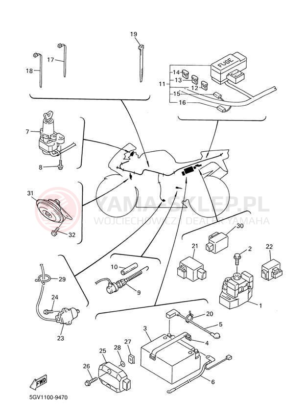 Schemat "układ elektryczny" do Yamaha R6 YZFR6LC/YZFR6L