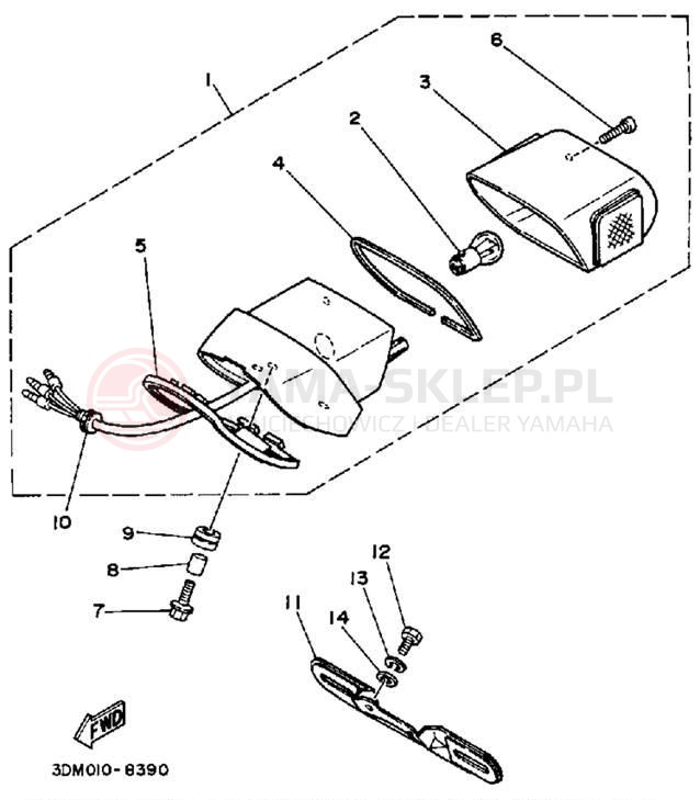 Schemat "lampa tył" do Yamaha ROUTE 66 XV250UC/XV250U