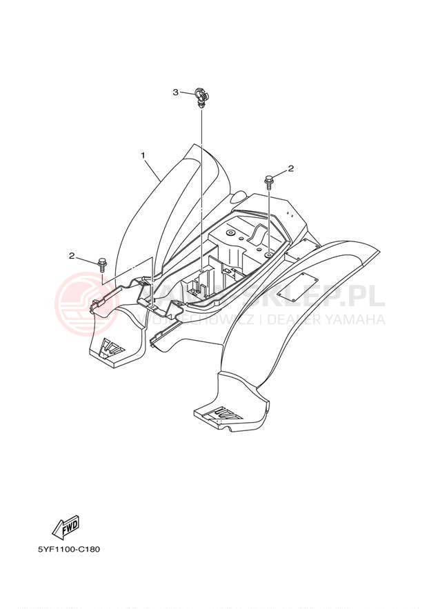 Schemat "Tylny błotnik" do Yamaha RAPTOR 50 YFM50RT
