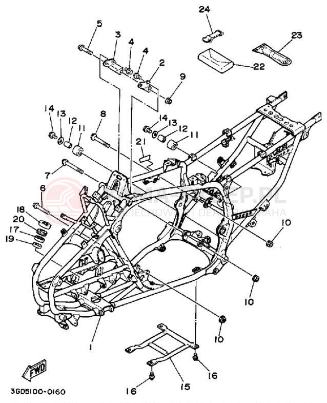Schemat "rama" do Yamaha WARRIOR YFM350XA