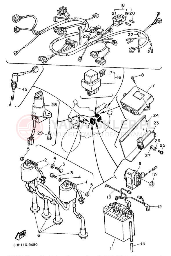 Schemat "układ elektryczny" do Yamaha FZR600W
