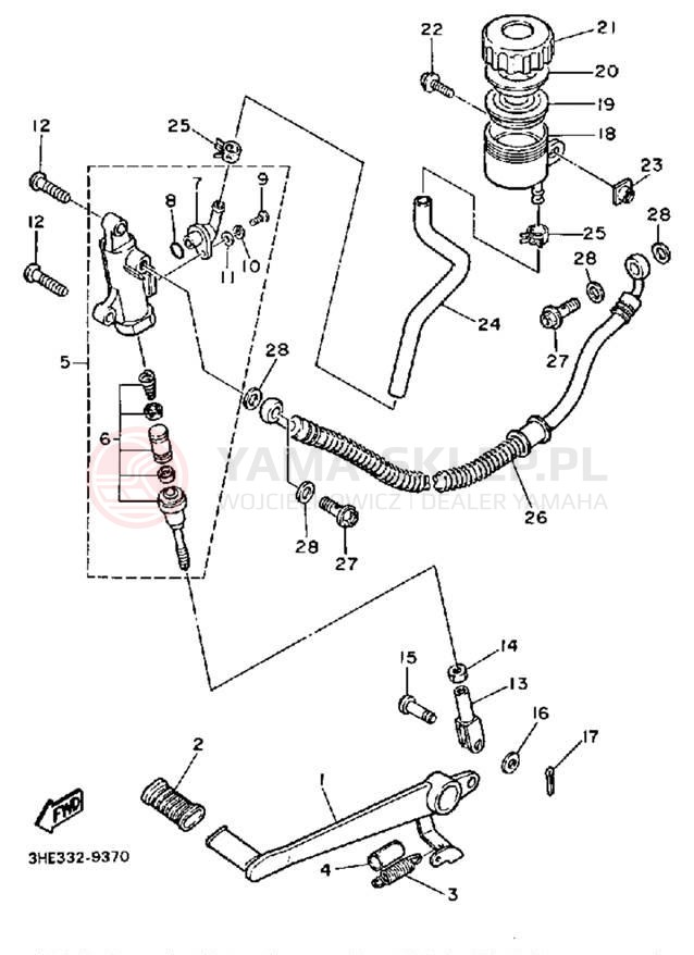 Schemat "Pompa hamulcowa tył" do Yamaha FZR600WC