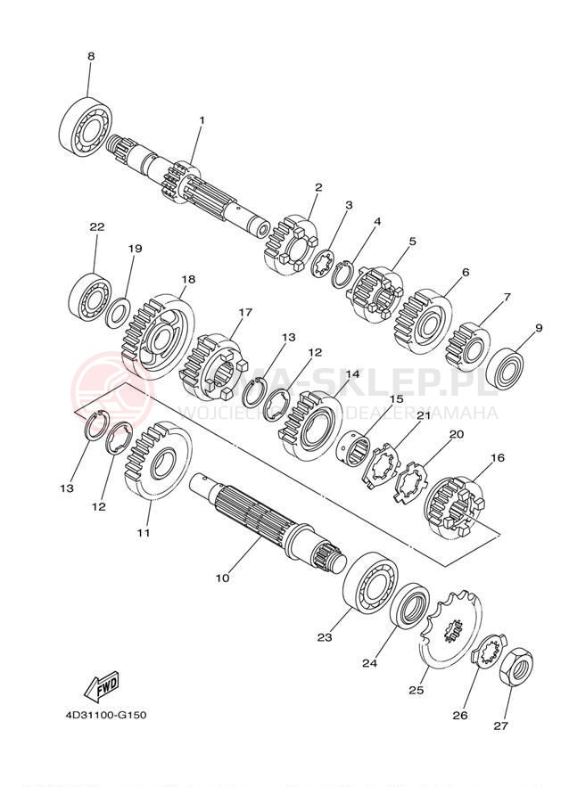 Schemat "Skrzynia biegów " do Yamaha RAPTOR 250 YFM25RZW