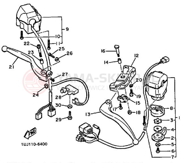 Schemat "Kierownica i osprzęt" do Yamaha RADIAN YX600S/YX600SC