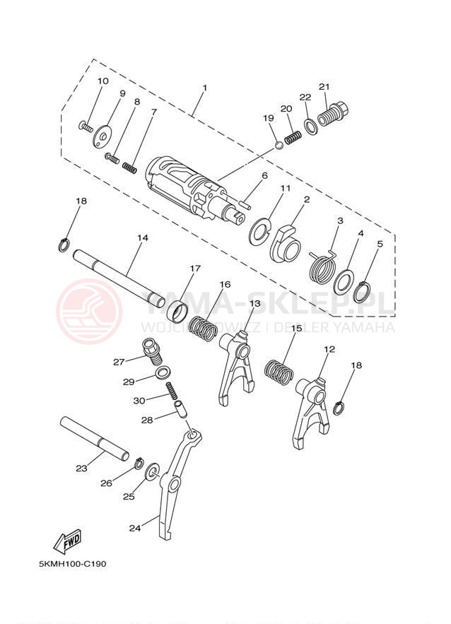 Schemat "Wodziki, automat" do Yamaha GRIZZLY 660 YFM66FGW