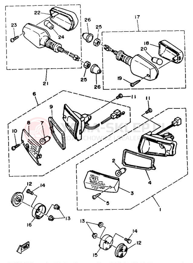 Schemat "kierunkowskazy" do Yamaha JOG CY50E