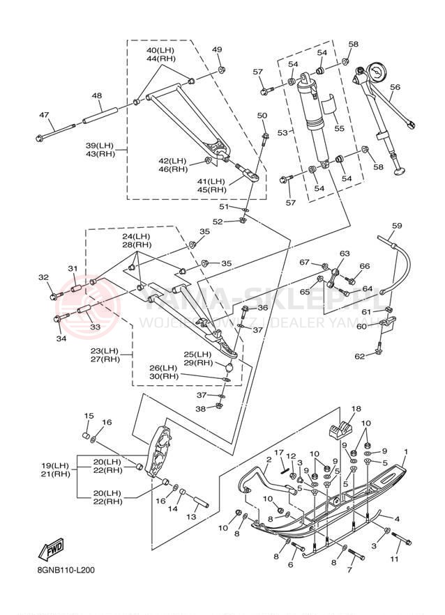 Schemat "płozy" do Yamaha PHAZER RTX PZ50RTBW
