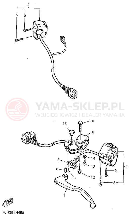 Schemat "Kierownica i osprzęt" do Yamaha YZF600RGC