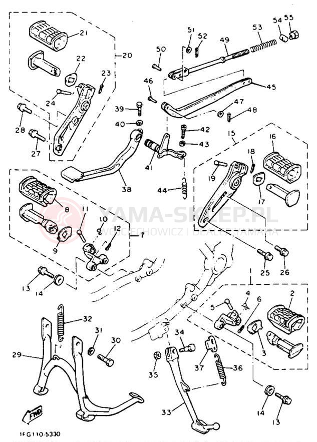 Schemat "Stopka postojowa i podnóżki" do Yamaha MAXIM X XJ700XNC/XJ700XN