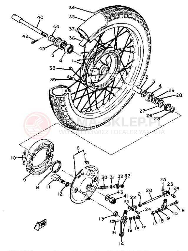 Schemat "Koło przód" do Yamaha XS400G