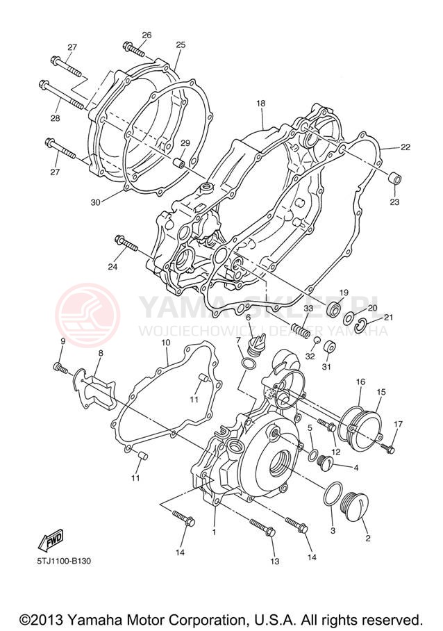 Schemat "Pokrywa silnika" do Yamaha WR450F WR450FV