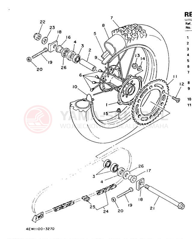 Schemat "Koło tył" do Yamaha YZ250E