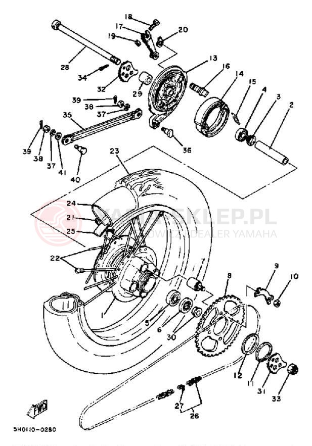Schemat "Koło tył" do Yamaha SR185J
