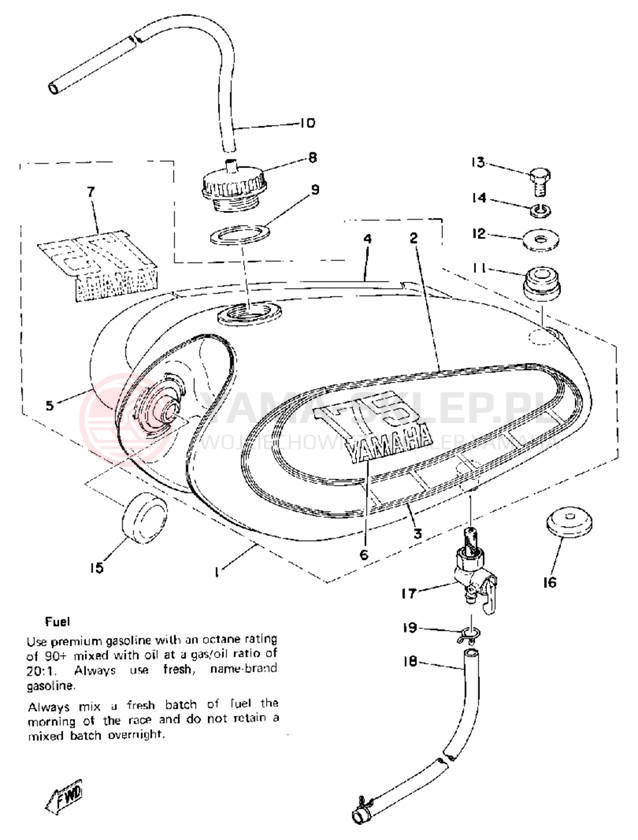 Schemat "zbiornik paliwa" do Yamaha YZ175C