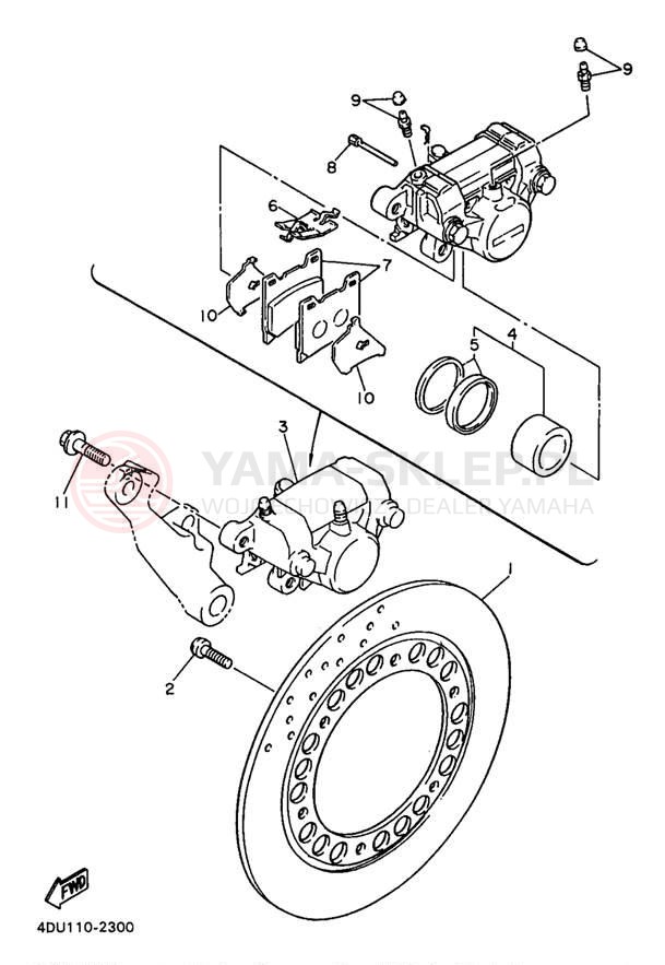 Schemat "Zacisk hamulcowy tylny" do Yamaha SECA II XJ600SJ/XJ600SJC