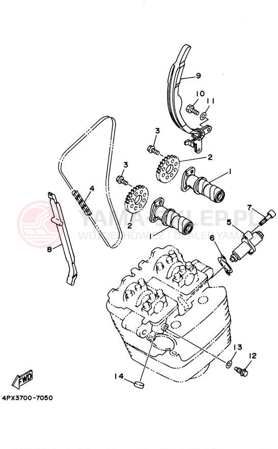 Schemat "Rozrząd - łańcuszek" do Yamaha TTR250 TTR250N/TTR250NC