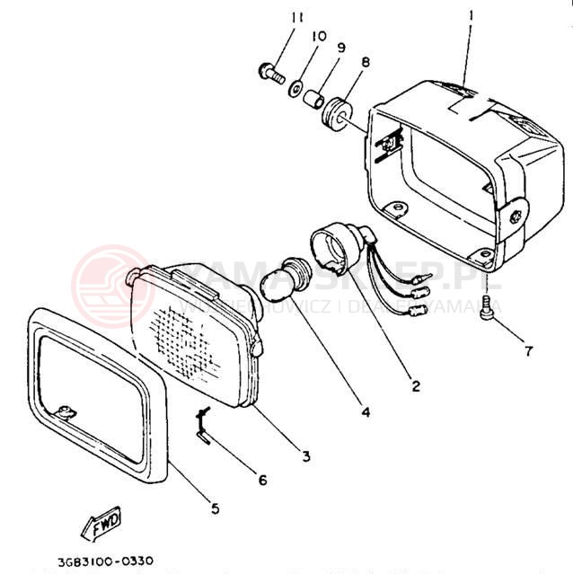 Schemat "Lampa przód" do Yamaha CHAMP YFM100A