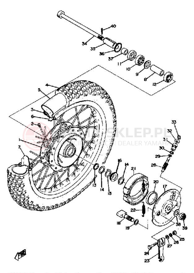 Schemat "Koło przód" do Yamaha DT360A/DT250A