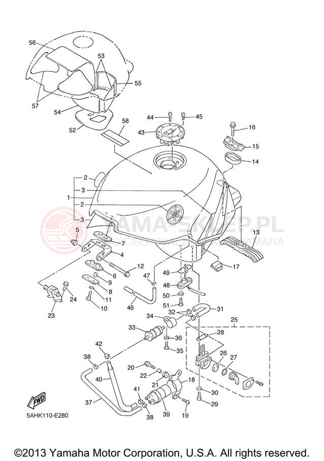 Schemat "zbiornik paliwa" do Yamaha YZF600R YZF600RVC/YZF600RV