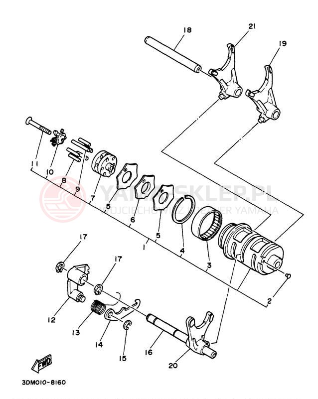 Schemat "Wodziki, automat" do Yamaha VIRAGO 250 XV250H/XV250HC