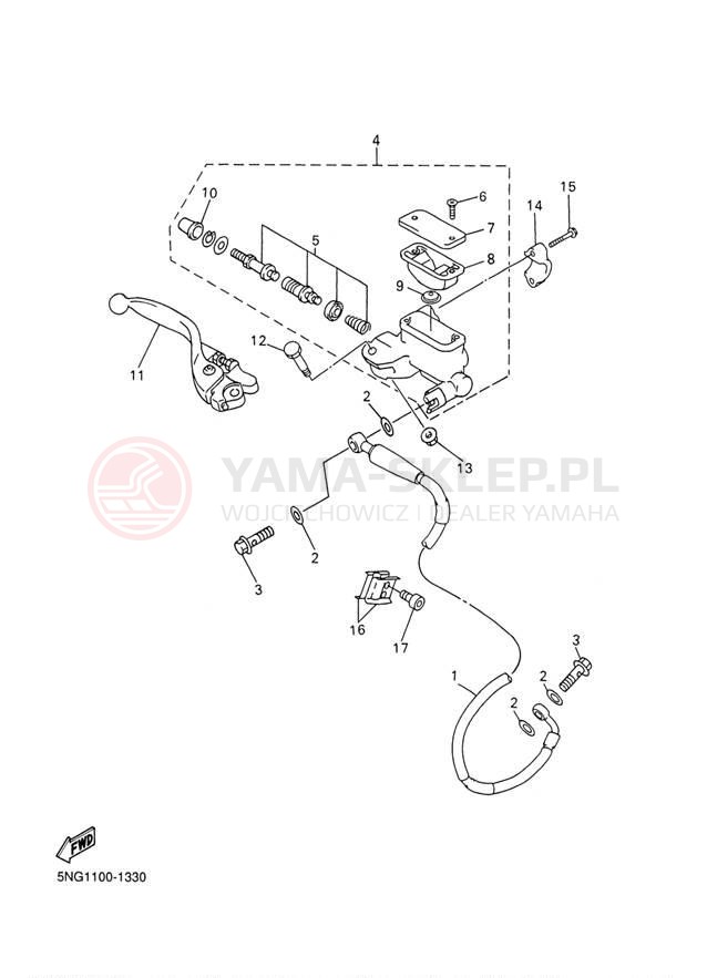 Schemat "Pompa hamulcowa przednia" do Yamaha WR426F WR426FP
